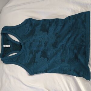 Athleta Momentum Seamless Camo Racerback Tank Top - Dark Surf Teal Size Medium